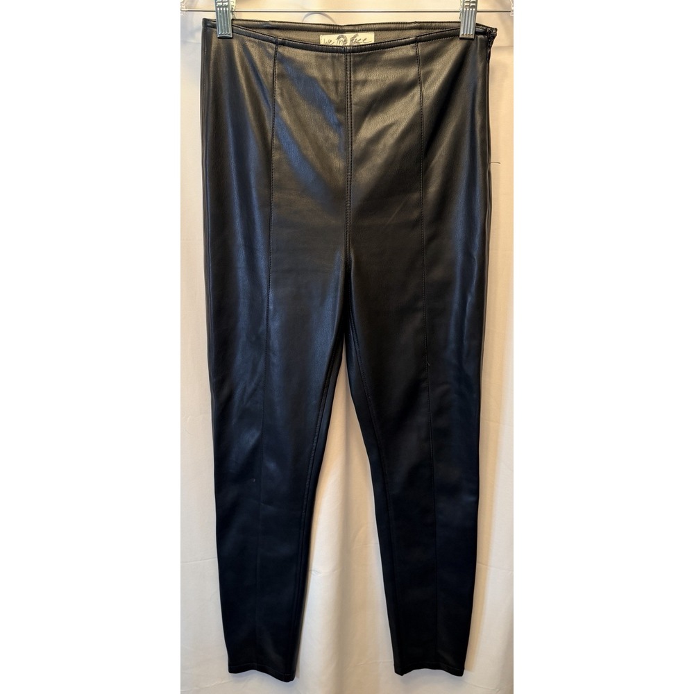 Free People We The Free Women's Size 27 Black Vegan Leather Pants 29" Inseam